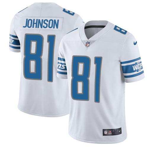 Nike Lions #81 Calvin Johnson White Men's Stitched NFL Vapor Untouchable Limited Jersey